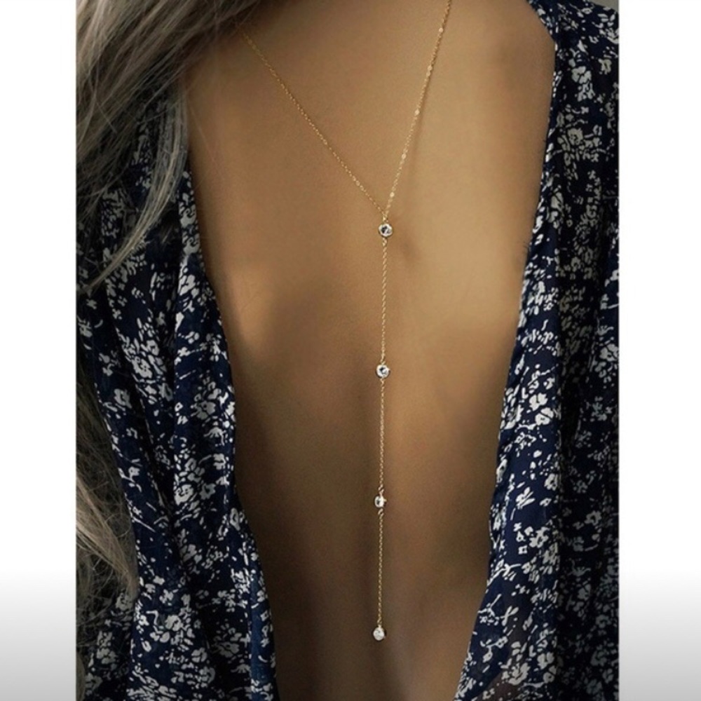 New! Bikini sexy long back rhinestone body chain y